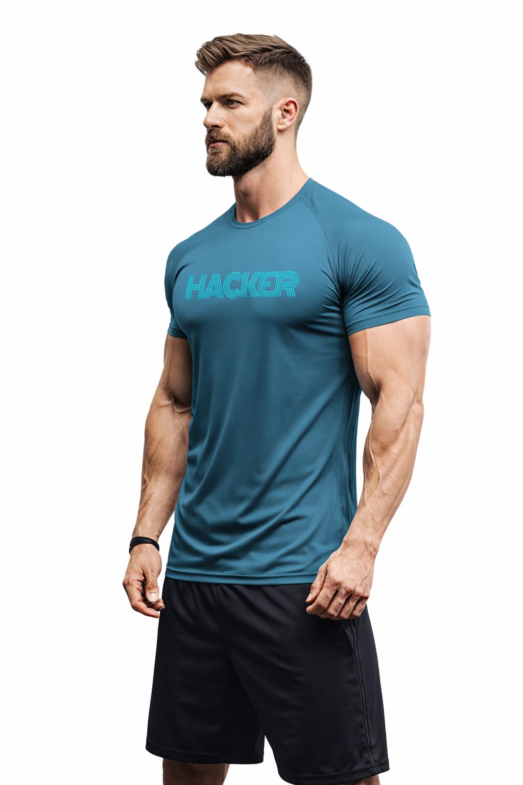 3Colours RGB Polyester T-Shirt, High-Performance, Quick-Dry Sportswear-Hacker (in, Alpha, XL, Regular, Blue) 1