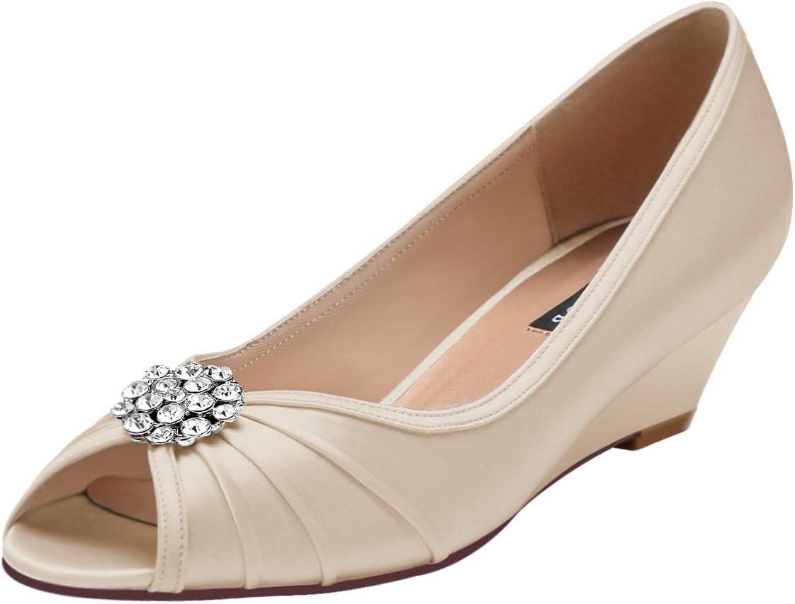 ERIJUNOR Women's Low Heel Wedge Peep Toe Wedding Zimbabwe Ubuy