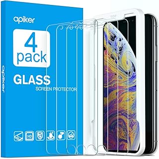 apiker [4-Unidades] Cristal Templado Compatible con iPhone XS MAX(6.5 Pulgadas), Protector Pantalla para iPhone XS MAX, Vidrio Templado con [Alta Definici?n] [Sin Burbujas] [9H Dureza] [2.5D Borde]