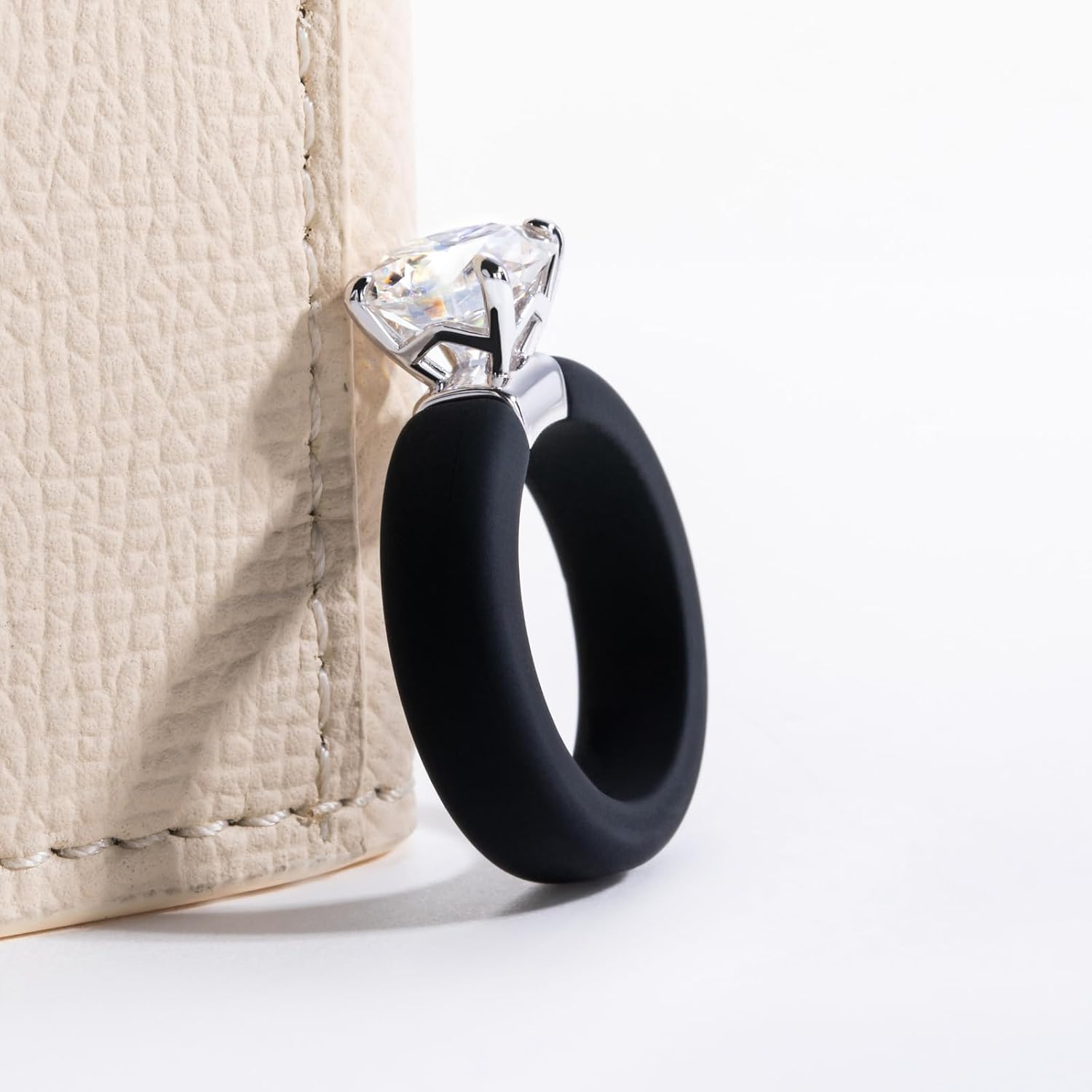 Women's Moissanite Silicone Ring, 925 Sterling Silver, Engagement Rings