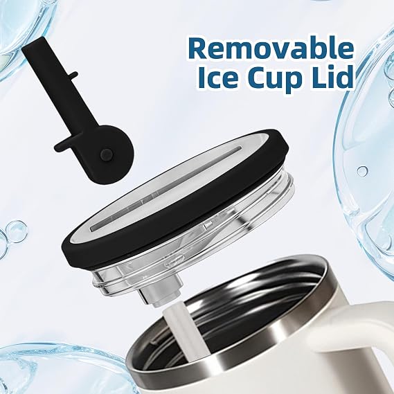 30oz Cup Lid Replacement, Leakproof Flip Straw Tumbler Detachable Lid Compatible with Stanley Quencher H2.0, Cup Accessories for Travel, Sports, Daily, 2 Pack, Black