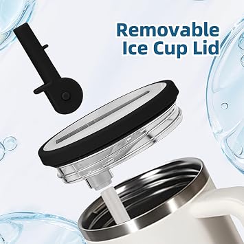 30oz Cup Lid Replacement, Leakproof Flip Straw Tumbler Detachable Lid Compatible with Stanley Quencher H2.0, Cup Accessories for Travel, Sports, Daily, 2 Pack, Black