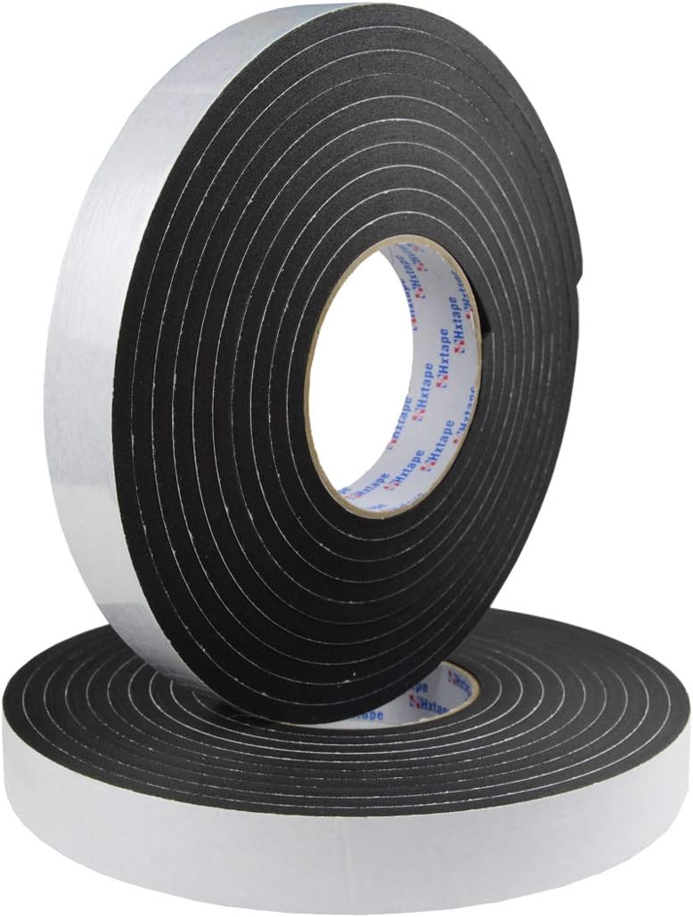 Seal Foam Tape,1/4" Thick-1"-16.5ft 2Rolls, Weather Stripping for Door and Window,High Density Single Sided Closed Cell Door Insulation Weather Strip, Black