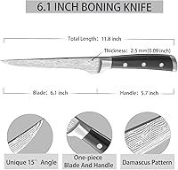 Vista 2 de Cuchillo deshuesador profesional de 6 pulgadas con caja de regalo, cuchillo deshuesador para cortar carne, cuchillo de deshuesado afilado