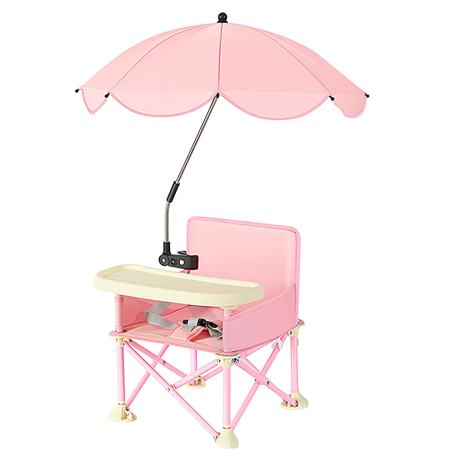 Mesa Plegable Pappa Pappa, Asiento de Comedor con Bandeja extraíble y | Paraguas portátil, Trona de Viaje con Cierre Compacto, Ideal para Comer, Camping, Playas