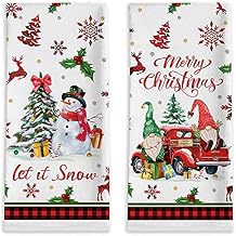 Bonsai Tree Christmas Kitchen Towels, Christmas Hand Towels Bathroom Sets of 2, Gnomes Snowman Dish Towel, Red Truck Tea Towel 18x28, Xmas Kitchen Bathroom Decor, Housewarming Gifts