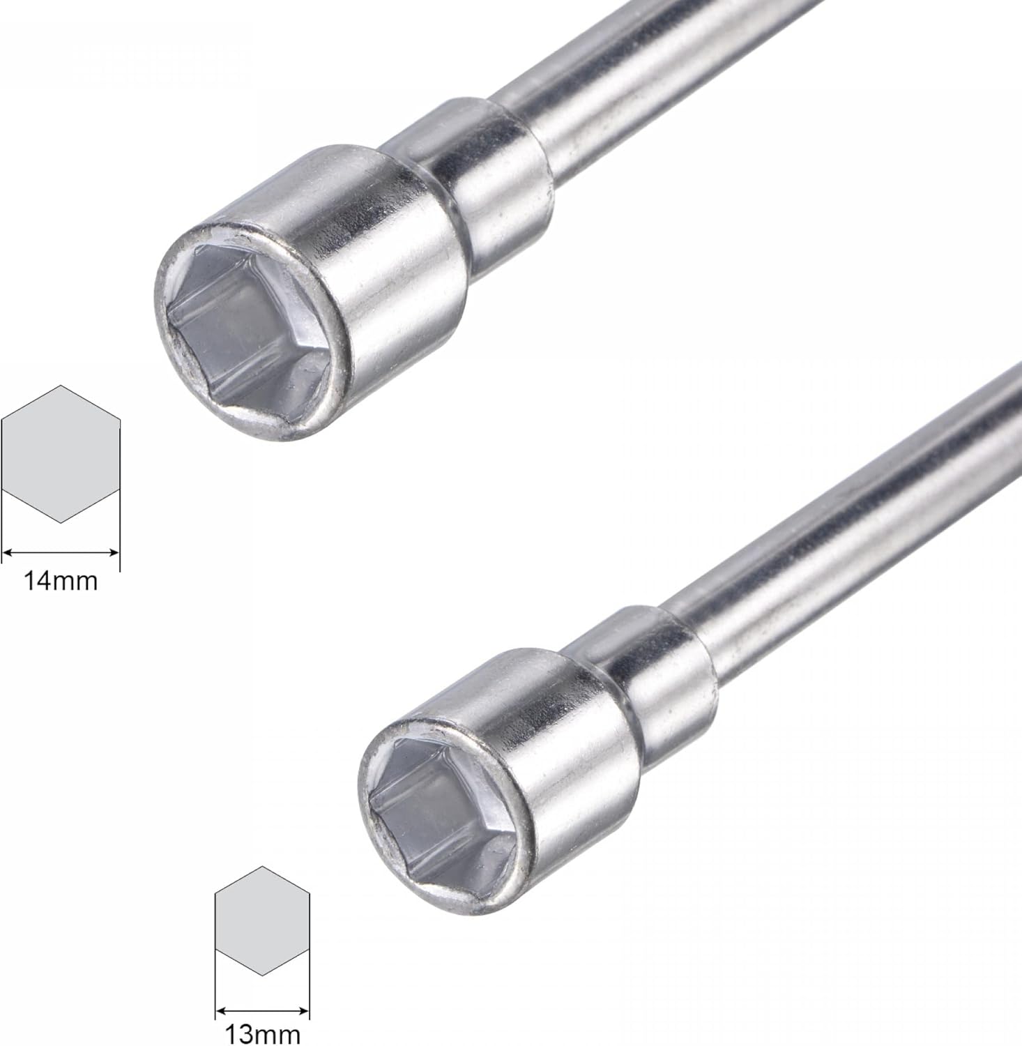uxcell 13mm and 14mm Metric L Shaped Angled Open Hex 6 Point Socket Wrench