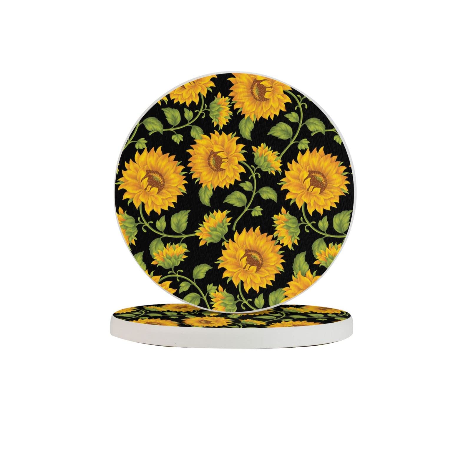 Sunflowers Two Pieces Drink Coaster for Tabletop Protection Place Mats for Home Decor