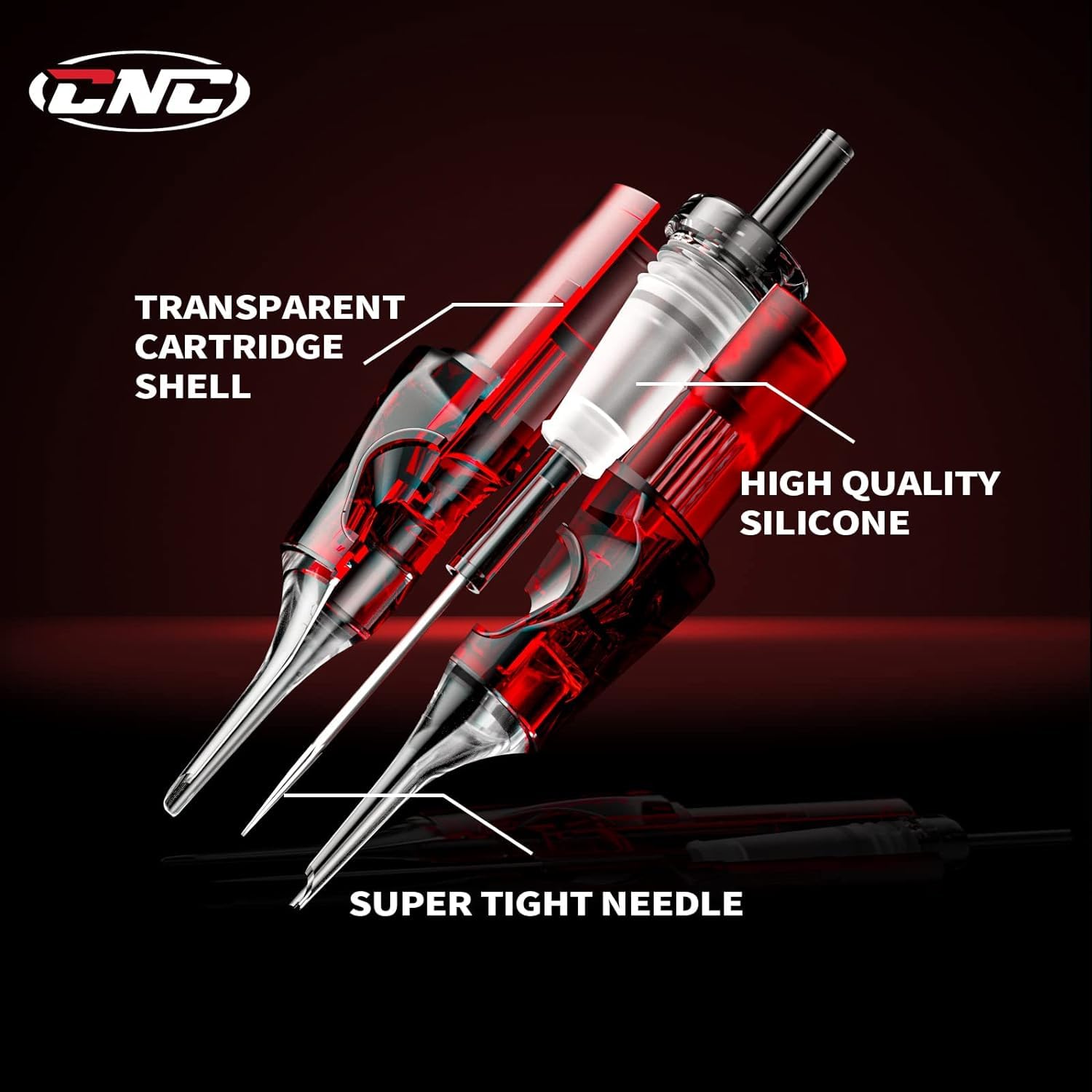 CNC Cartuchos de Tatuaje Aguja para Tatuar #10 Modelo Mezclado RL (7RM 9RM 11RM 15RM) Tattoo Cartridge Needles Bugpin 0.3mm Estándar Desechable con Membrana Curved/Round Magnum EN04X-40KIT-LL
