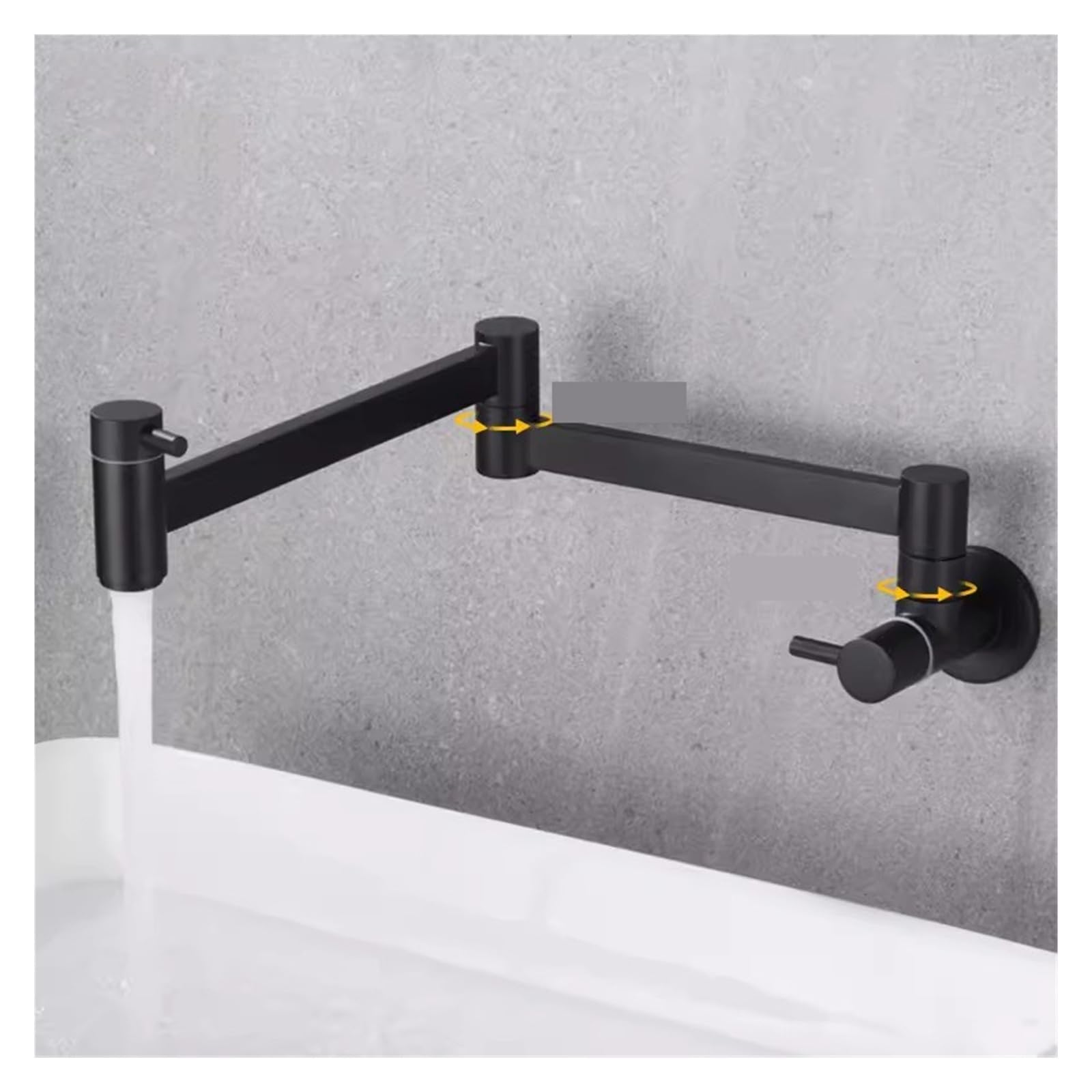 ZQFHSX Pot Filler Tap, Brass Wall Mounted Kitchen Sink Faucet, 360 Rotate Folding Spout Spigot Single Cold Taps for Most Scenarios(Black 1)
