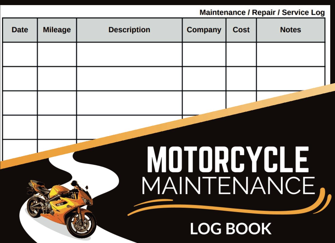 Motorcycle Maintenance Log Book: Track Repairs, Oil Changes, Mileage, and More - Compact Service Record Log for Motorcycles, Small Size 8.25" x 6"