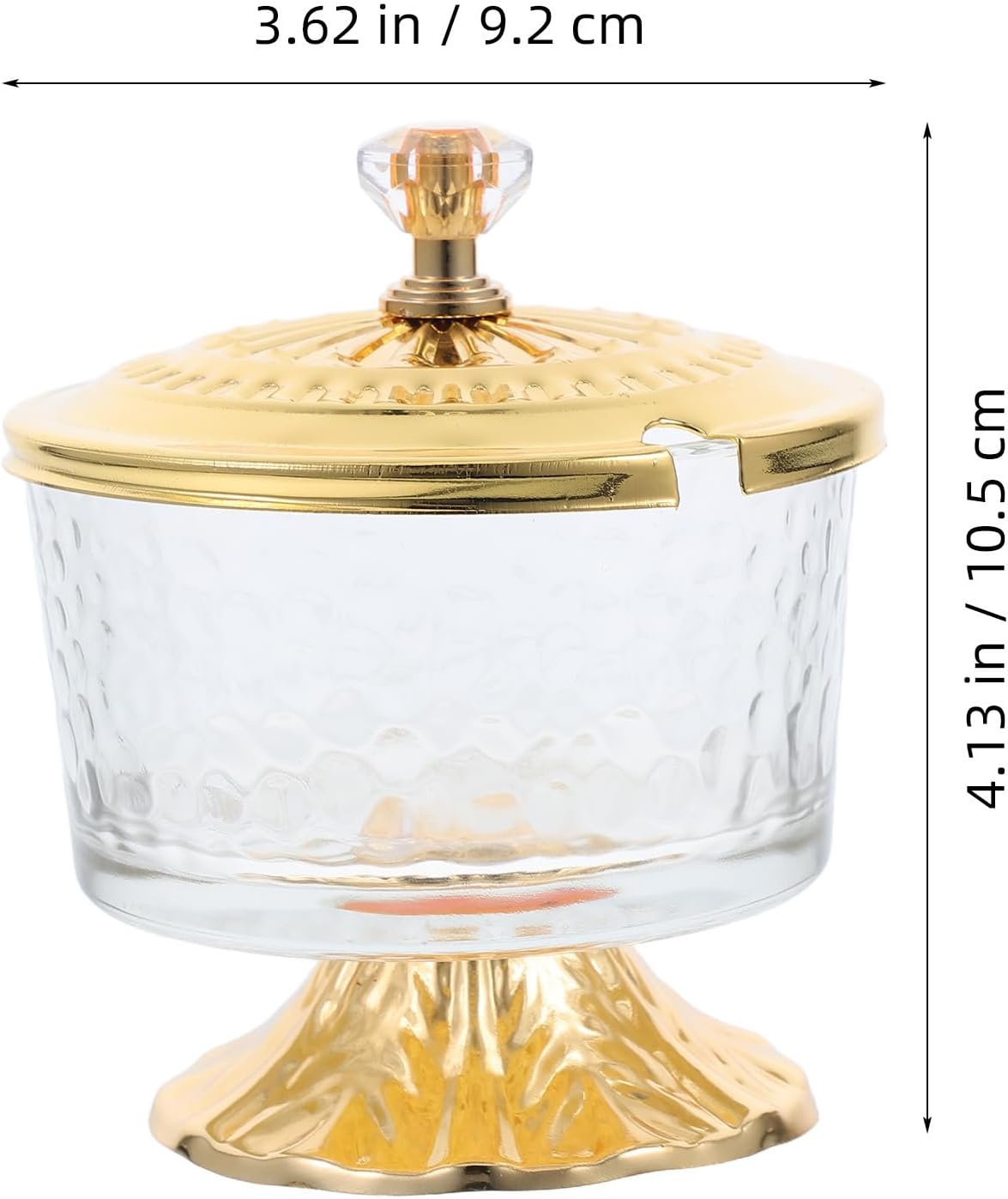 Glass Sugar Bowl with Lid and Spoon Golden Condiment Pot