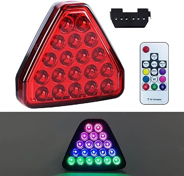 Third Brake Lamp Triangle Rear Brake Lights with Strobe RGB LED Reverse Light for Sporty F1 Style Motorcycle Car