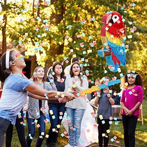 Small Parrot Pinata Hawaiian Party Supplies Parrot Pinata Bird Toy With Blindfold Stick And Confetti For Kids Luau Hawaii Summer Rainforest Tropical Pirate Theme Birthday Decorations #TOP5