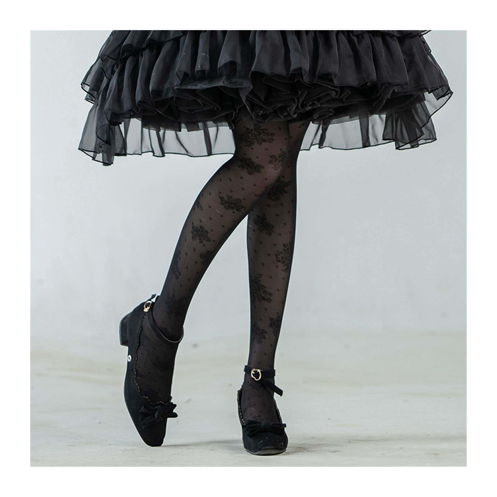 Calcetines Lolita finos de verano que no se caen sobre la rodilla negros