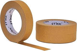 STIKK Painters Tape - 3pk Brown Painter Tape - 1 inch x 60 Yards - Paint Tape for Painting, Edges, Trim, Ceilings - Masking Tape for DIY Paint Projects - Residue-Free Painting Tape