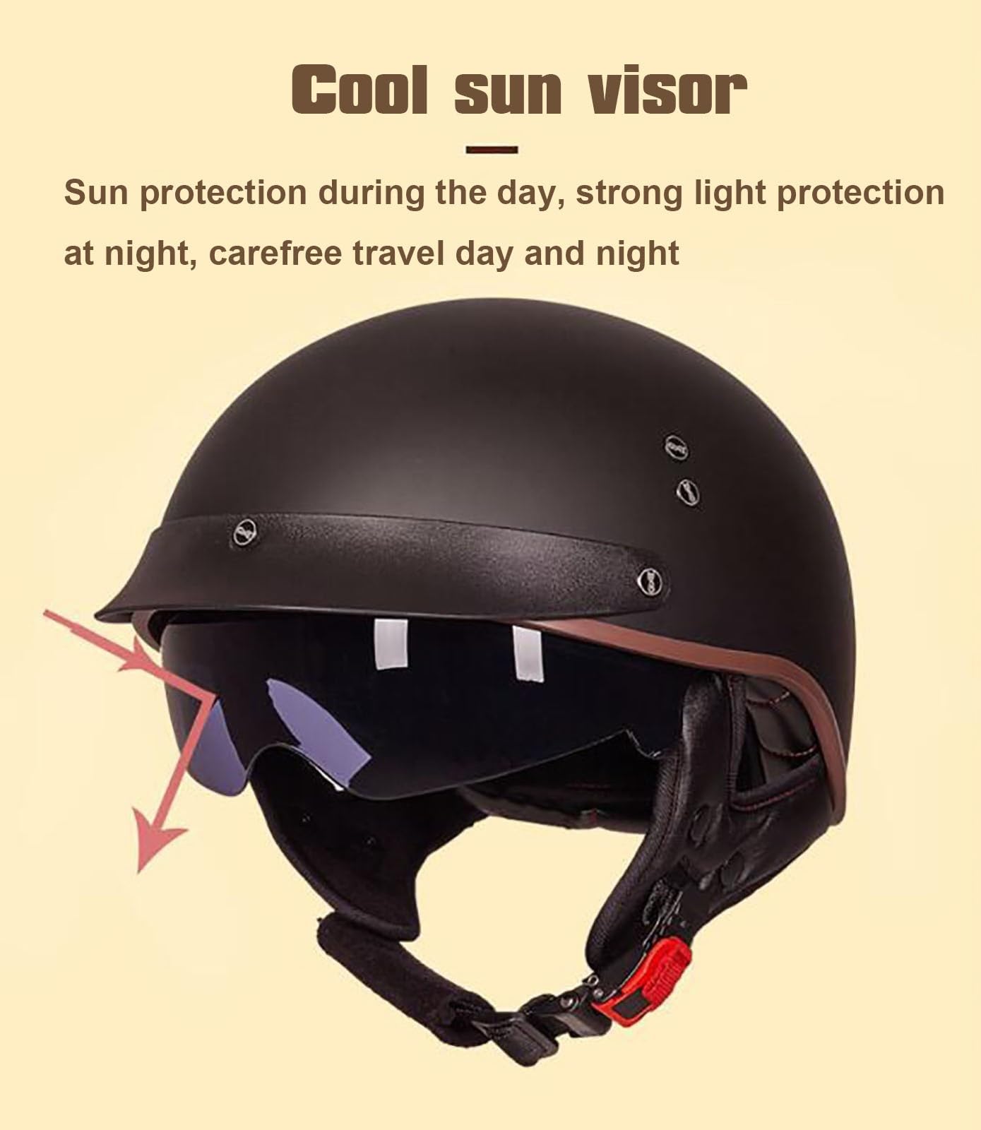Stile Tedesco Retrò Mezzo Casco, Faccia Aperta Casco Motociclistico con Regolabile Fibbia a Rilascio Rapido, ECE Approvato Harley Caschi da Moto, per Adulto Uomini Donne