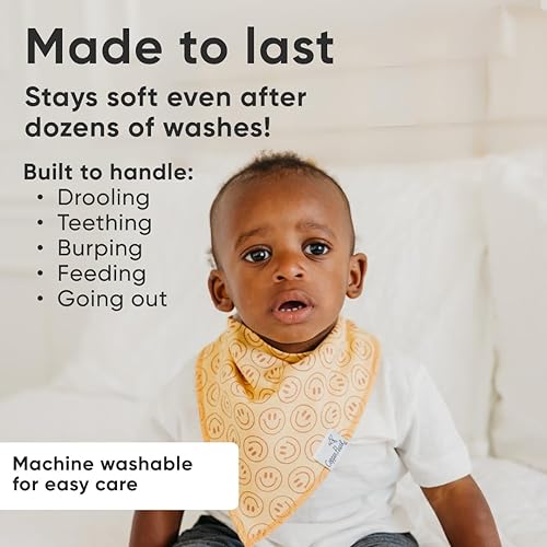 Miniatura 3 de Copper Pearl Paquete de 4 baberos de algodón suave para babeo y dentición, baberos absorbentes para bebés niñas y niños, ajustables para adaptarse a