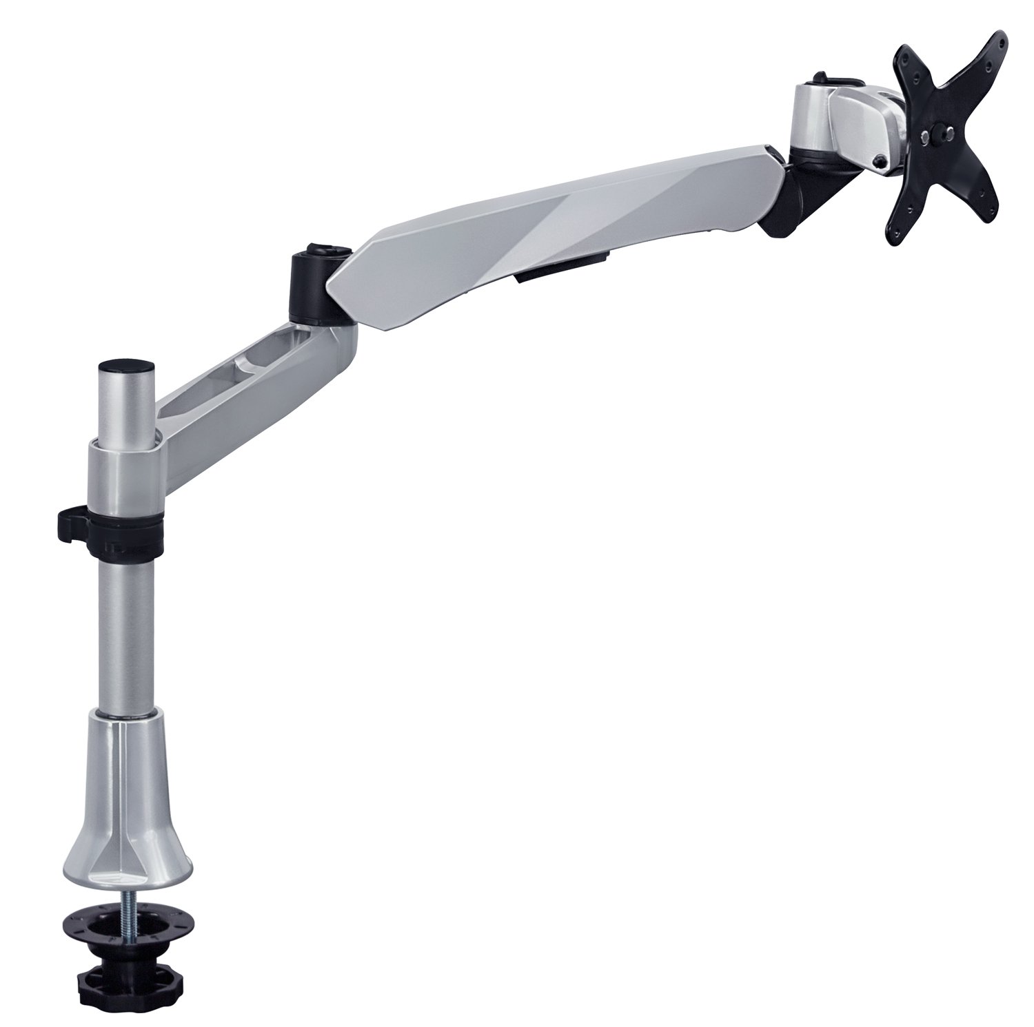 Mount-It! MI-35111S || Single LCD Monitor Desk Mount, Height Adjustable, Full Motion for 20 21 22 23 24 25 27 28 30 Samsung LG Vizio Sharp Sony Element Insignia Computer Screens, Grommet Base, Silver