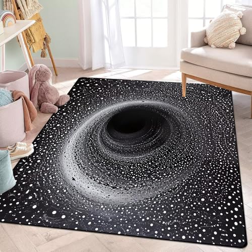 Tapete Decorativo Vortex Negro y Blanco 2'x3' miniatura 4