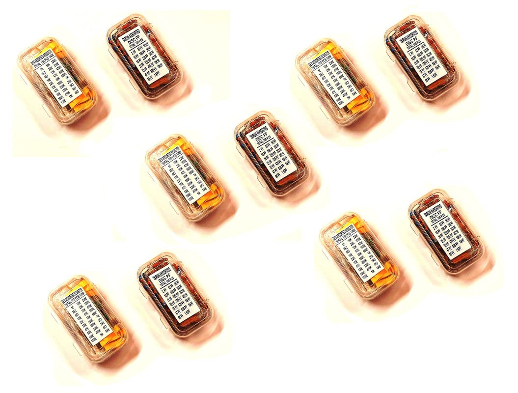 ERH India (Pack of 5 Set) Resistance Box All Value Resistor 150 Pcs Resister Kit Resistor Capacitor Kit Different Values Ceramic Disk Capacitor 100 Pcs