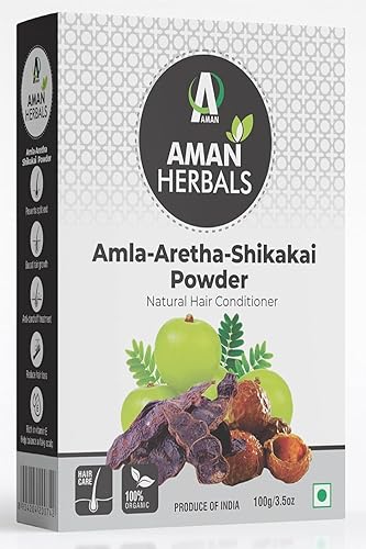 HAIR HERBALS - Polvo de Amla Reetha Shikakai 100% orgánico para cabello  Limpiador natural 3 en 1  Polvo para el cabello paquete de 7.05 oz