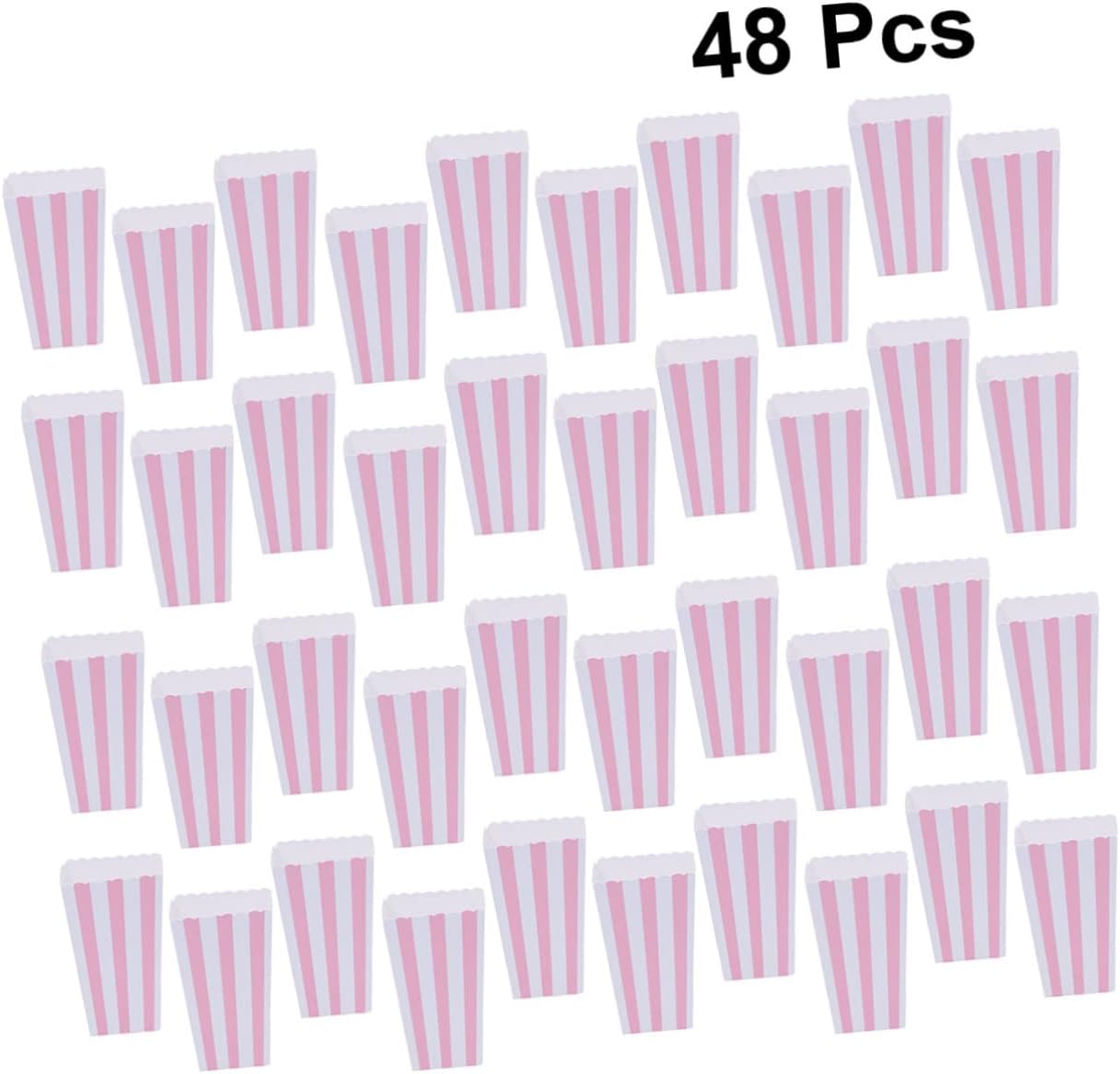 COLLBATH 48pcs Pink Stripe Popcorn Boxes Cardboard Candy Containers for Weddings Birthday Parties Showers for Popcorn Cookies Sweets and Treats Storage