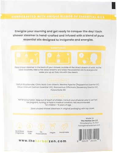 Miniatura 14 de Morning Energy Shower Steamers Aromatherapy for Energy - USA Made - Peppermint & Lemon Shower Bomb Tablets – Christmas Gift - Adult Stocking Stuffer