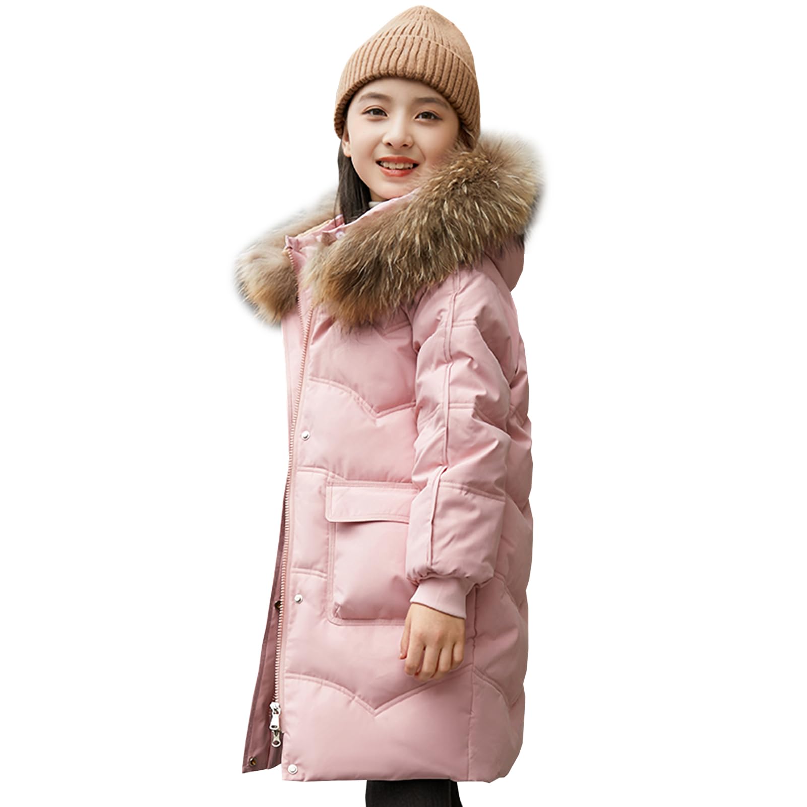 Cappotto Bambina con Cappuccio Giubbotto Tranpuntato Ragazza Giacca Piumino Caldo per Inverno