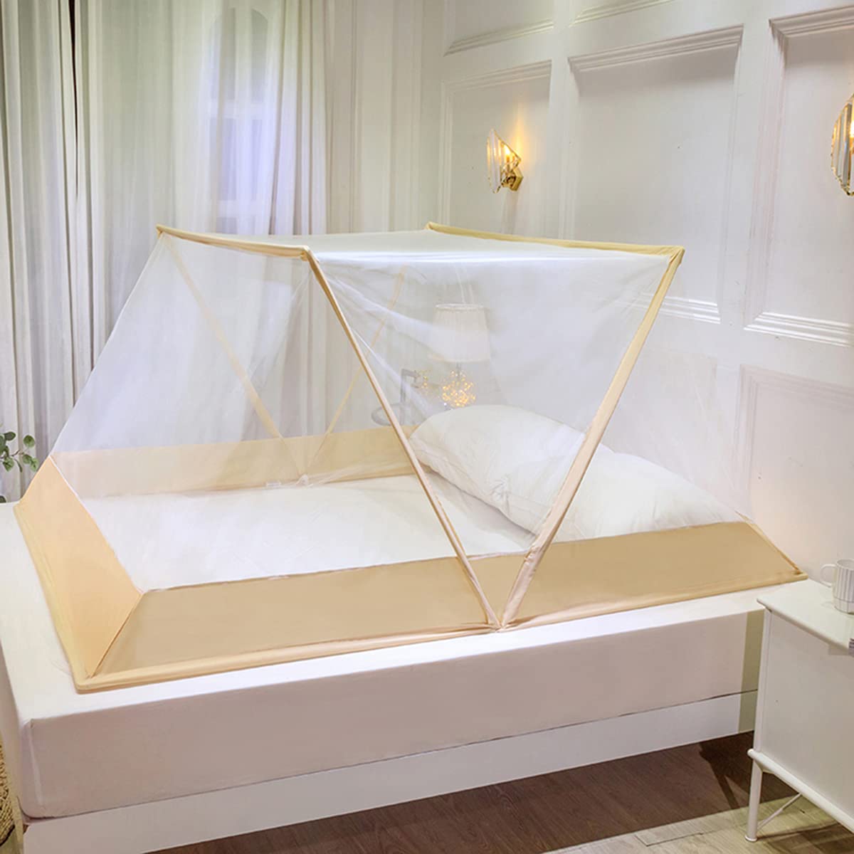 Zanzariera pieghevole per letto, portatile, da viaggio, campeggio, zanzariera, per camera da letto, letto per adulti, divano, campo