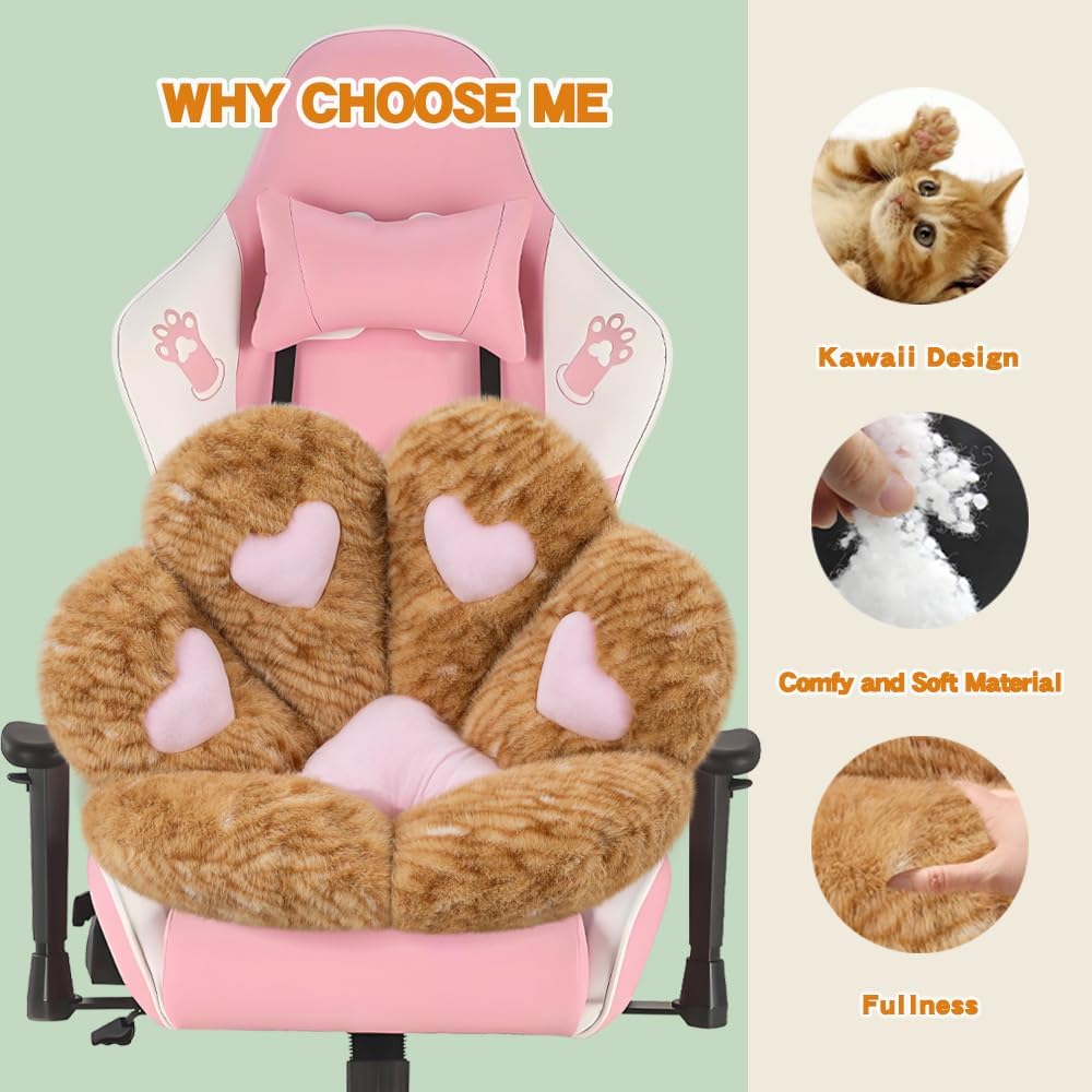 MOONBEEKI Cat Paw Cushion, Comfy Chair Kawaii Plush Seat Cushions image 4
