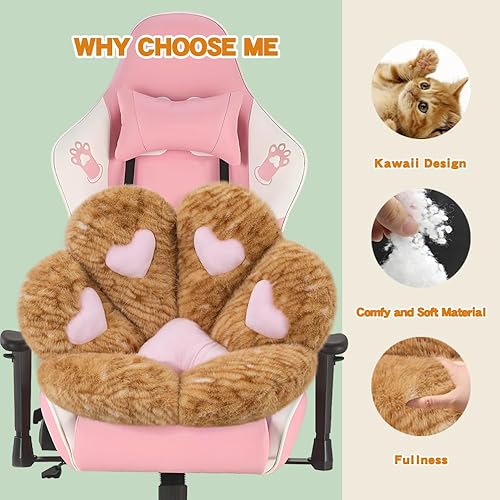 Miniatura 38 de MOONBEEKI - Cojín con forma de pata de gato, cómoda silla kawaii, cojines de felpa para asiento, almohada para silla reclinada regalo para Negro