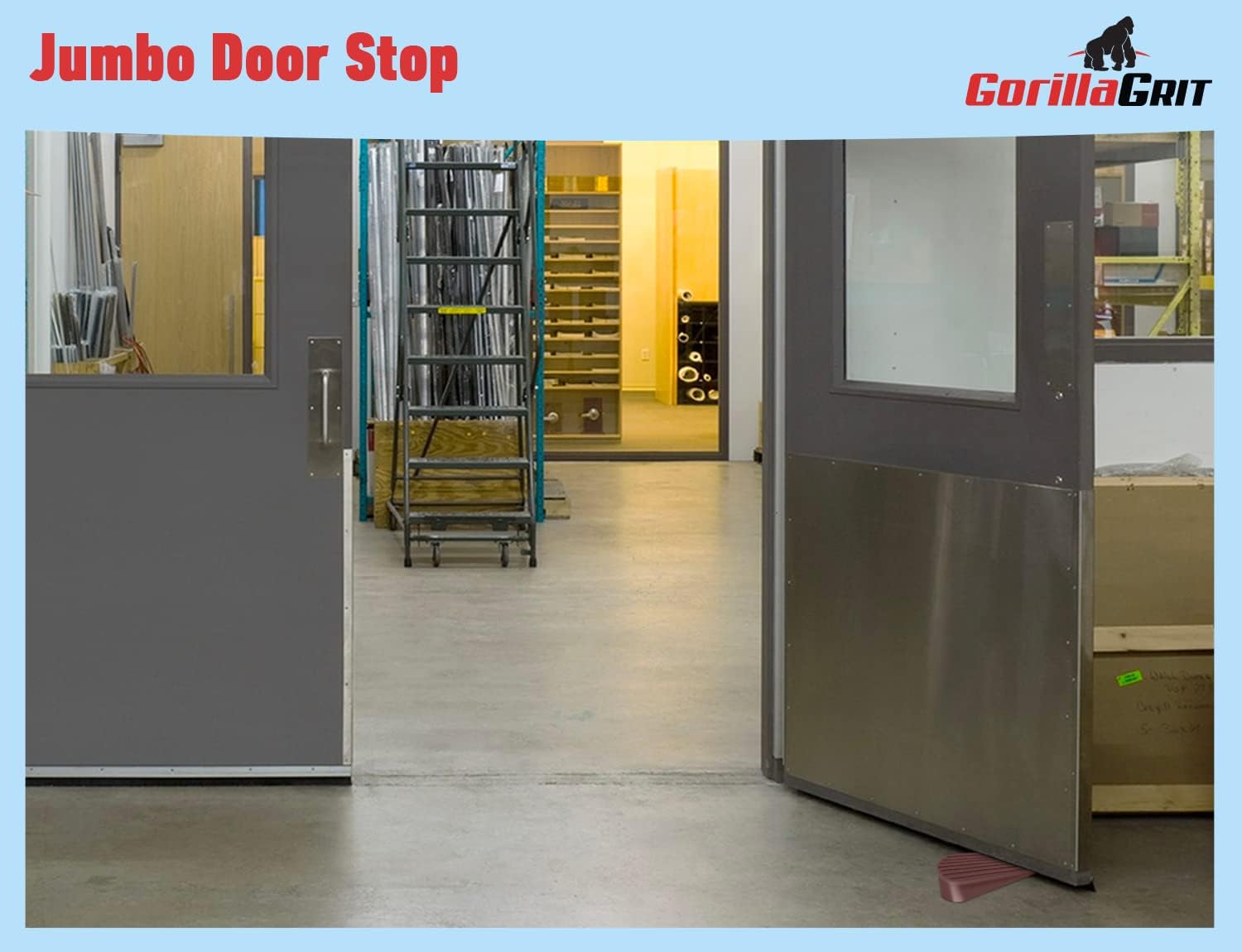 Extra Large Rubber Door Stoppers - Door Stop Wedge, Heavy Duty Jumbo Flexible Door Holder - Brown 2 Pack - Non Marking Anti Slip Jammer