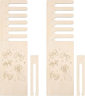 FREEBLOSS 2 Set Ribbon Measuring Board Wooden Wreath Making Tool 2 Size Wood Bow Maker for Hair Corsages DIY Craft Party Decorations