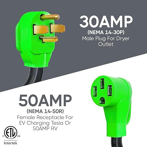Miniatura 2 de SBB NEMA 14-30P a NEMA 14-50R Cable adaptador de cargador EV para cargador EV nivel 2, 125250 voltios, 4 clavijas 30 amperios enchufe a toma NEMA
