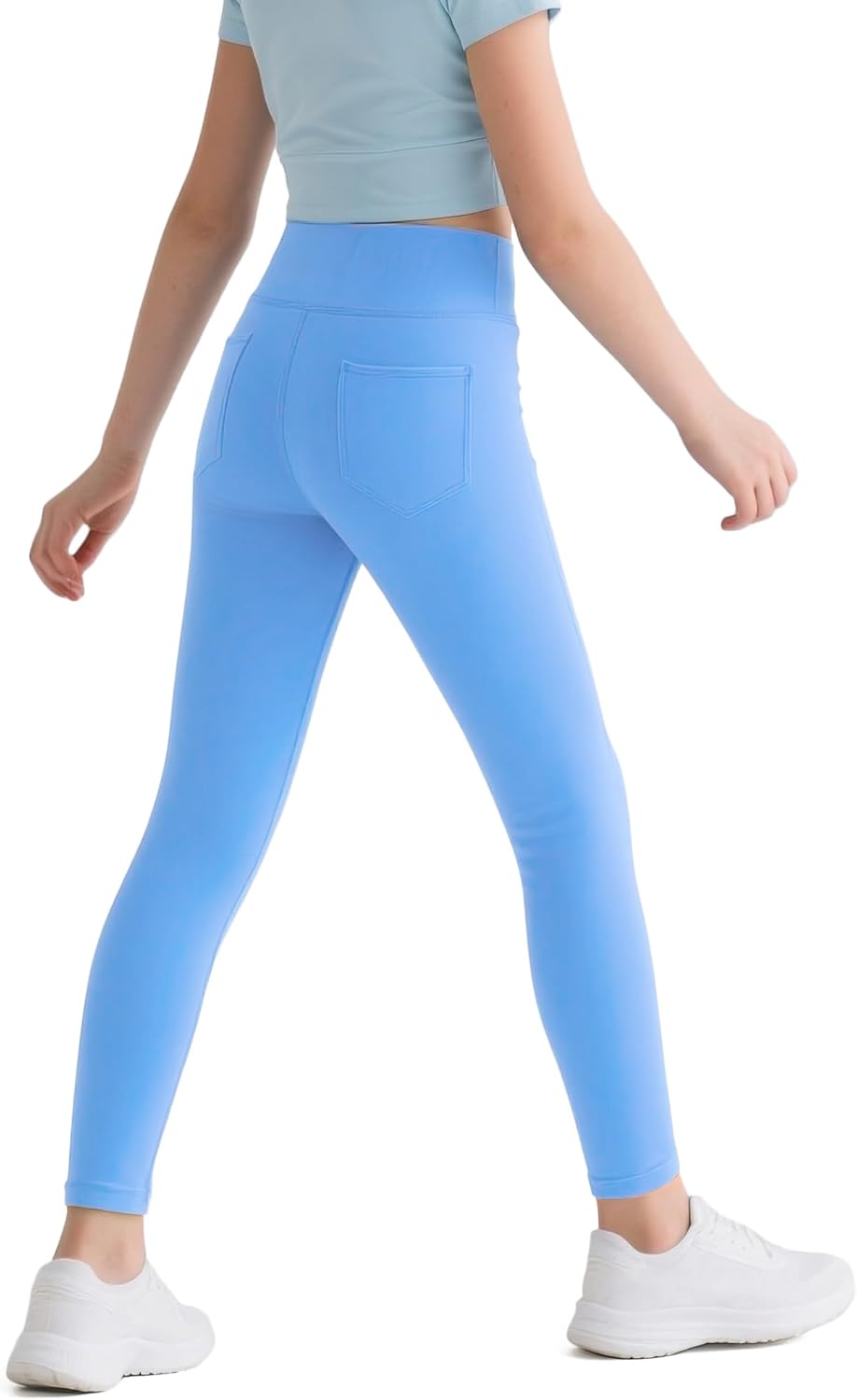 HASMES Girls Athletic Leggings High Waisted Comfort Soft Elastic Yoga Dance Running Pants with Pockets Activewear - Image 2