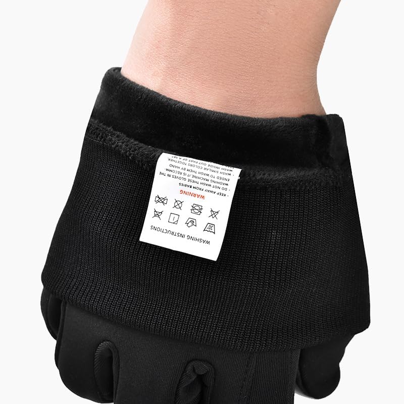 Winter Gloves, Touch Screen Compatible, Water Resistant, Thermal, Windproof for Running Cycling Driving Hiking, Men Women, Black - Image 3