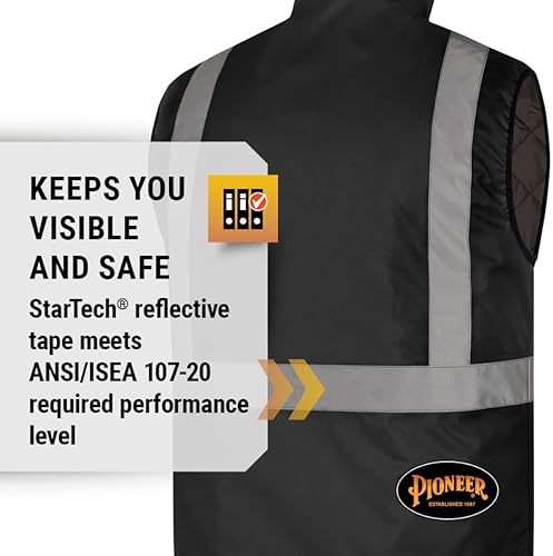 Miniatura 3 de Pioneer Chaleco de seguridad térmico Hi Vis para hombres y mujeres, clase 1, cinta reflectante (paquete de baterías no incluidas)