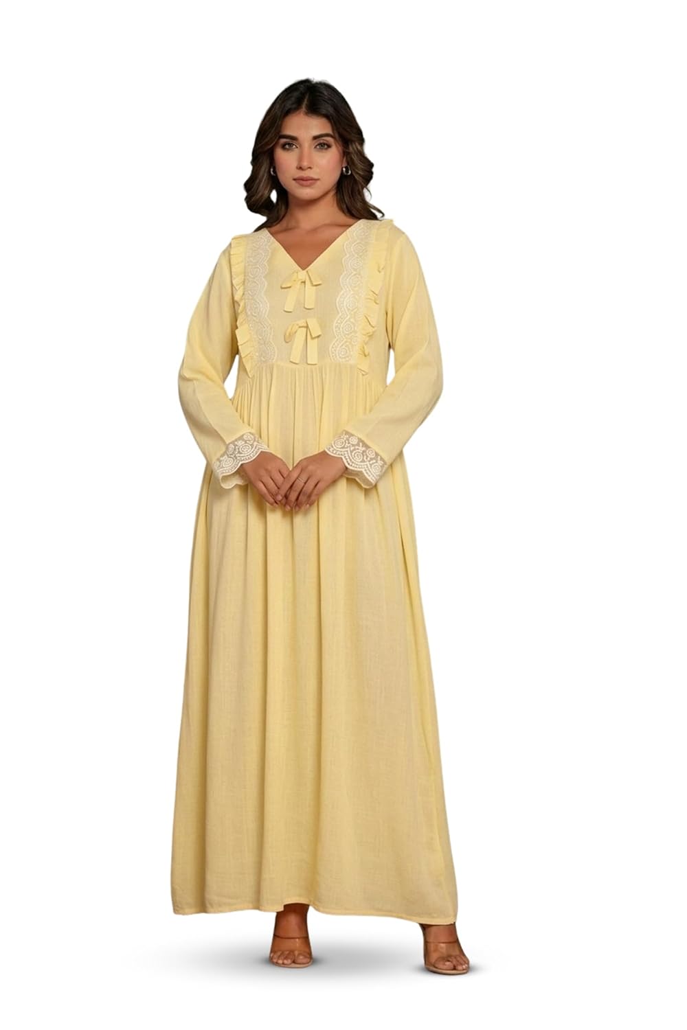 NIHSAMAH Viscose Nighty for Women, Frills and Laces Stylish Night Gown, Long Sleeve Comfortable Sleepwear Long Nightwear, ... - Review, Price and Buying Guide