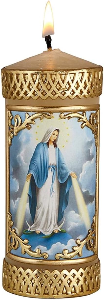 Our Lady of Grace Devotional Candle Long Lasting Wax Candle for Religious, Memorial and Party Decor, Pack of 2