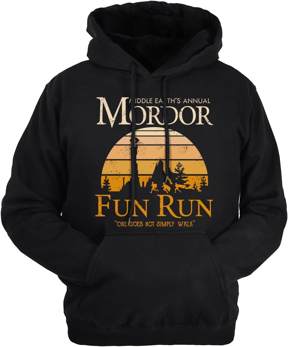Middle Earth's Annual,Mordor Fun Run,One Does Not Simply Walk Hoodie Sweatshirt Pullover for Men