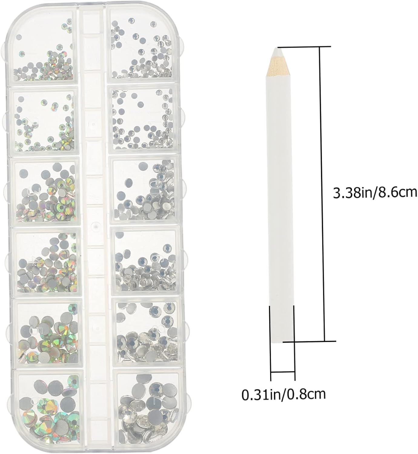 Ciieeo 5sets Flatback Nail Charms Pickup Pencil and Rhinestones for DIY Nail Art Crafting Makeup and More of Flatback Gems