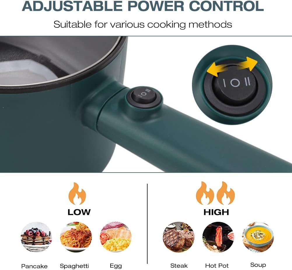 Elektrische Hot Pot, Mini Ramen Fornuis 1.8L – Snel Noedels Fornuis, Non-Stick Sauté