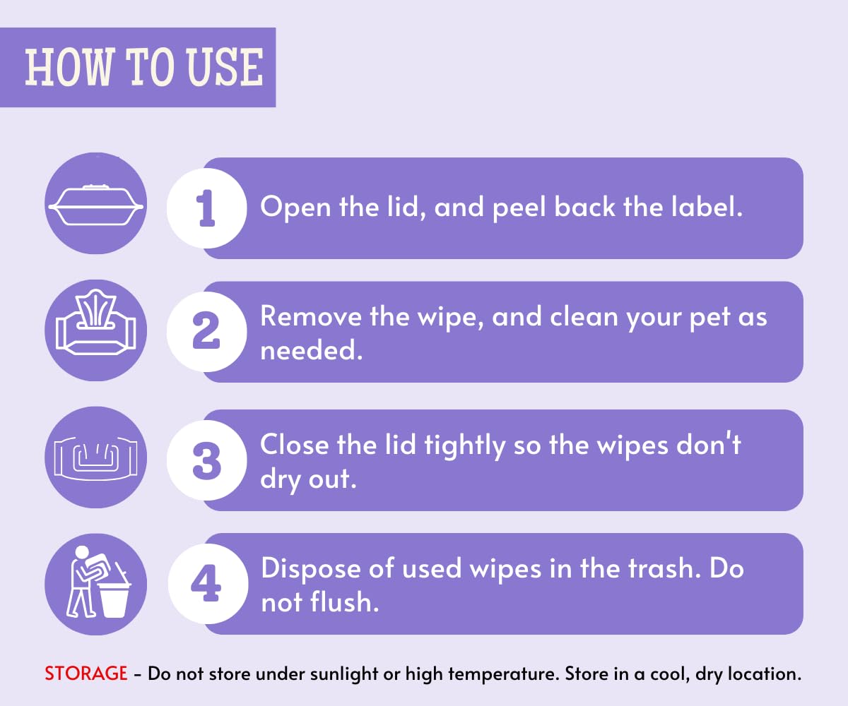Foodie Puppies Biodegradable Pet 300 Wet Wipes with Lavender Scent for Dogs, Cats, Rabbit & Small Animals - (100 Pulls x 3Pack) | Anti-Bacterial Grooming Wipes for Cleaning, Moisturizing & Daily Care 2