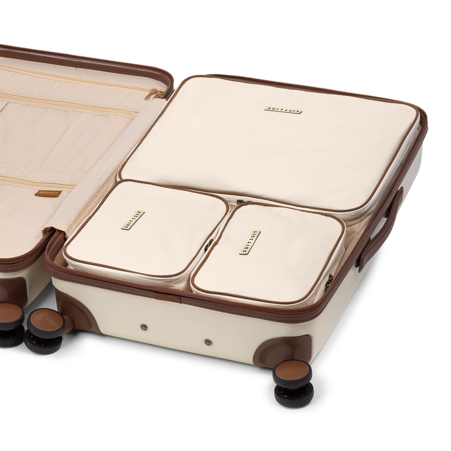 SUITSUIT Fab Seventies - Packing Cubes - Set Van 3 - Reiskoffer 66 cm - Koffer Organizer Set - Bagage Organizers - Wit