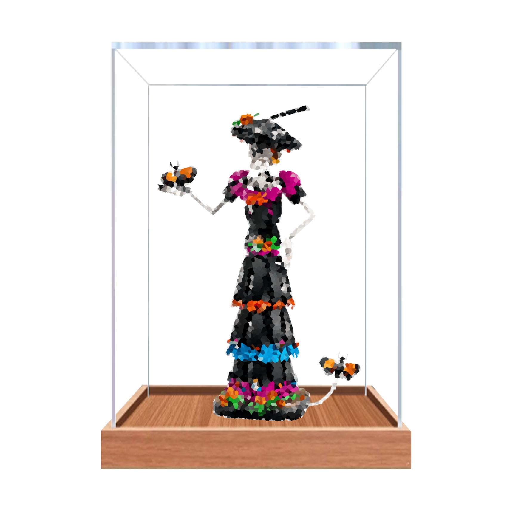 Feifanyifei Wooden2mm Dustproof Acrylic Display Case For Le-Go 21372 Model (Wooden2mm)