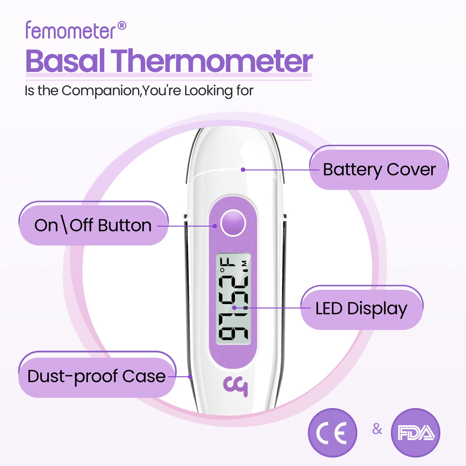 Femometer Basal Body Thermometer, Fertility Monitor Record BBT Manually