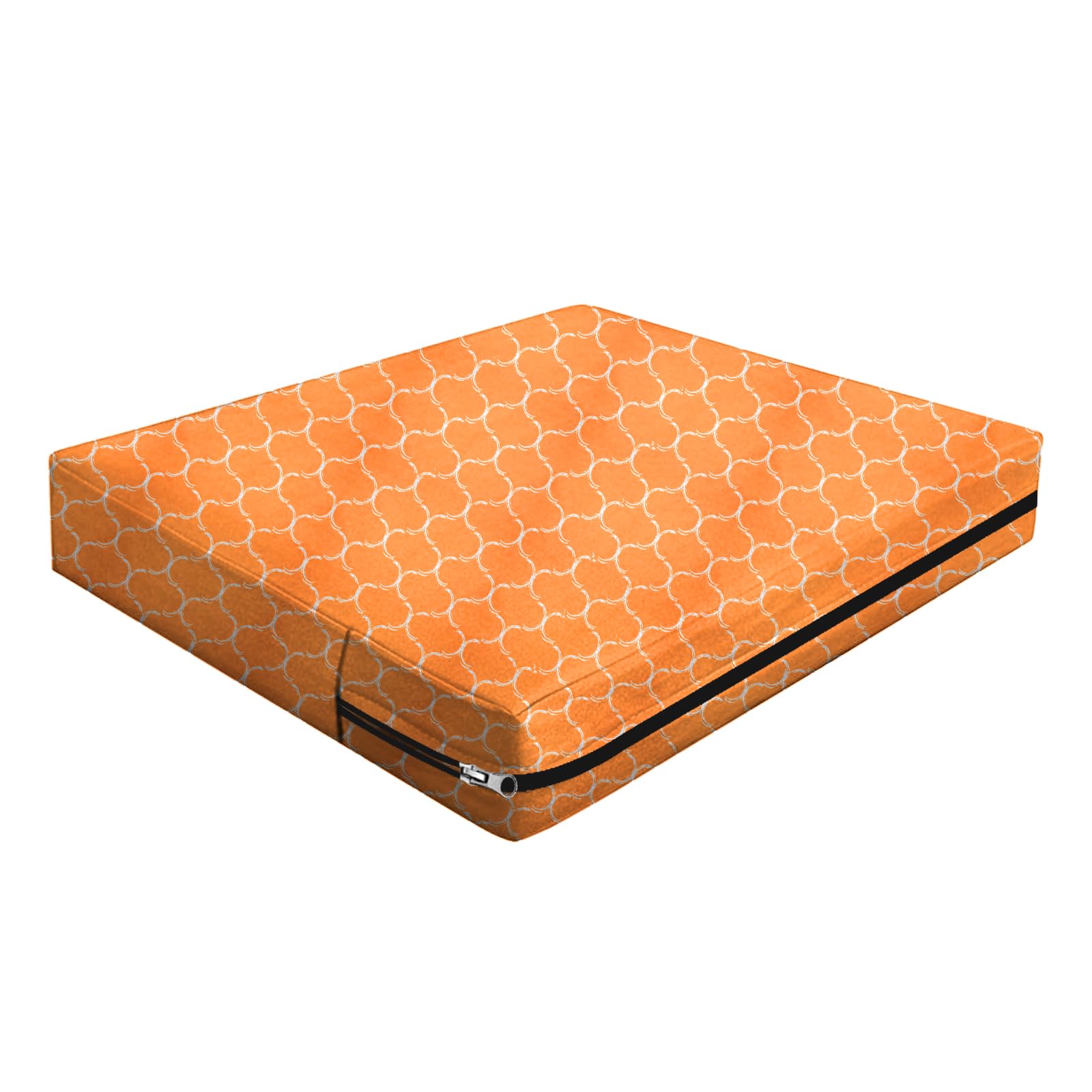 SYLC Outdoor Seat Cushion Covers with Zipped, Waterproof Rattan Furniture Cushion Covers, Sofa Upholstery Covers for Garden Patio Caravans Motorhome Bench (Orange print,68×63×12cm)