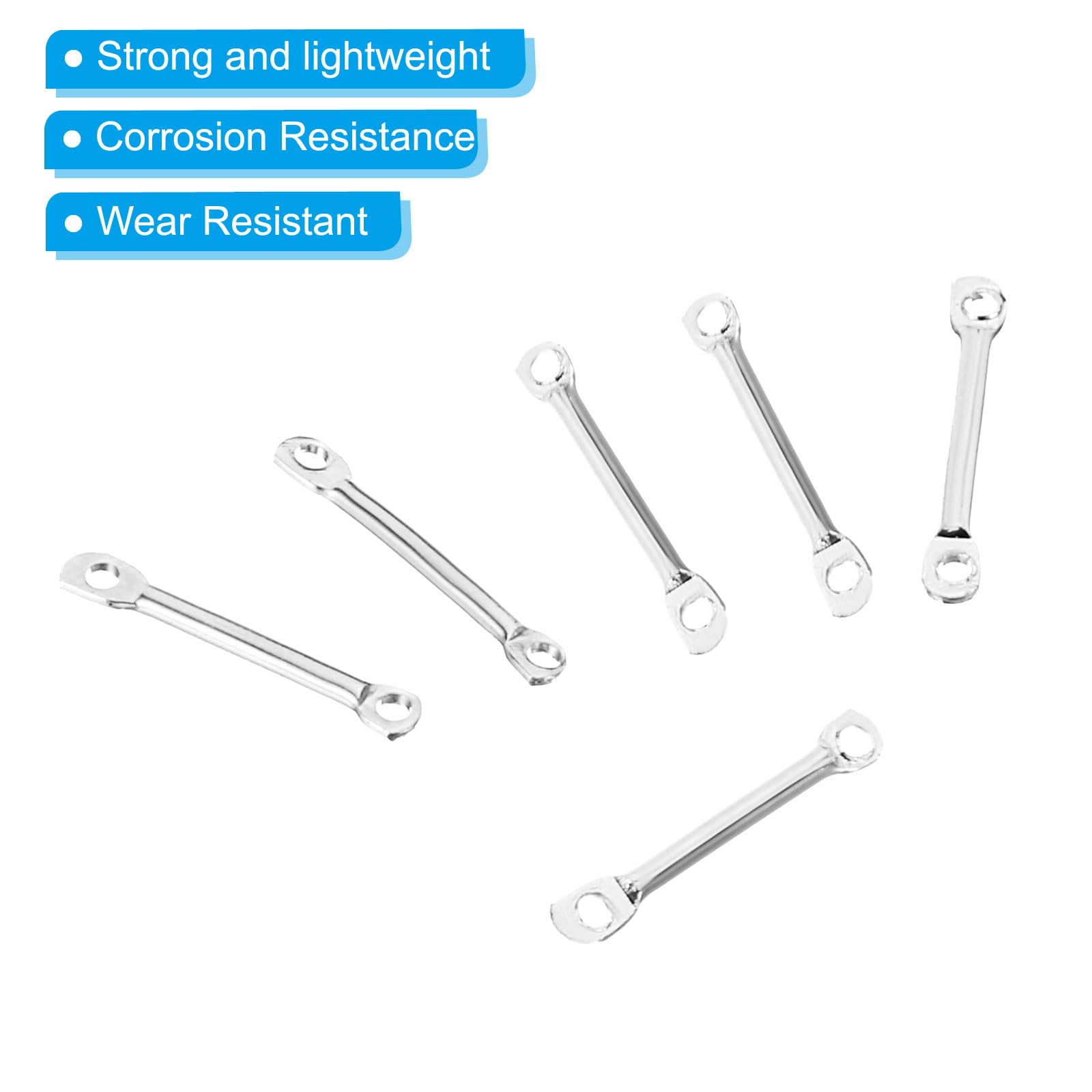 PATIKIL Bar Links for Jewelry Making 400 Pcs 15mm/0.59" Stick Strip Earring Connectors 2 Hole for Earring Necklace Bracelet DIY Silver - Image 4