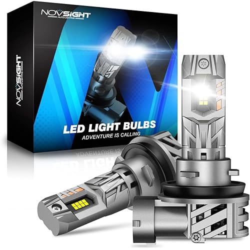 NOVSIGHT H11 LED Headlight Bulbs, 20000LM 600% Bright LED Headlights High and Low Beam Conversion Kits, 1:1 Size Plug and Play, 6500k Cool White LED Bulbs Replacement IP68 Waterproof Pack of 2